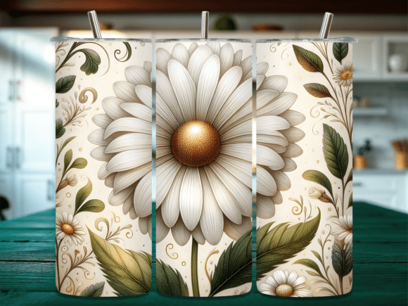 Download Vintage White Daisy Petals Tumbler Wrap - White Collection