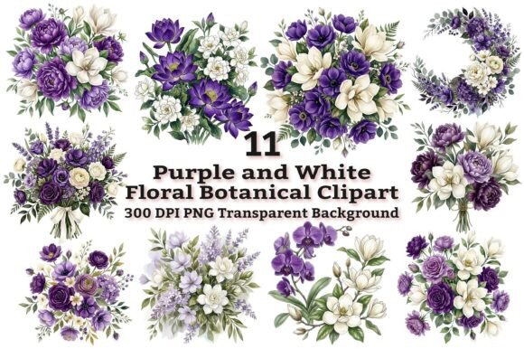 Download Purple and White Floral Clipart - White Collection