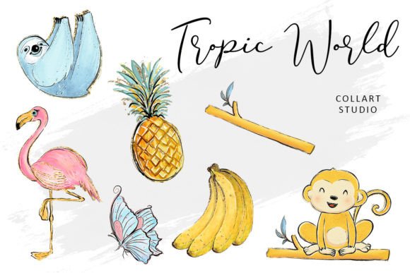 Download Tropic World Cute Clipart Set, Animals - Cute clipart Collection