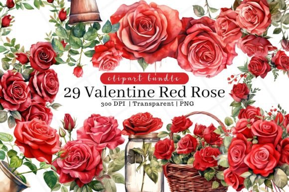 Download Valentine Red Roses Watercolor Clipart - Roses Collection