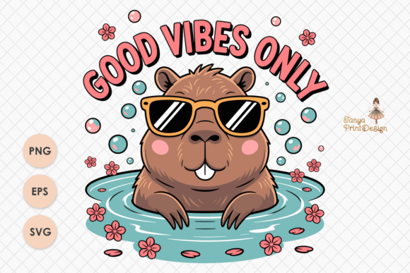 Download Good Vibes Only Capybara – Cute Clipart - Cute clipart Collection