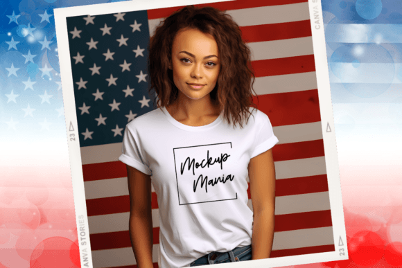 Download 4th of July Woman's White T-Shirt Mockup - White Collection