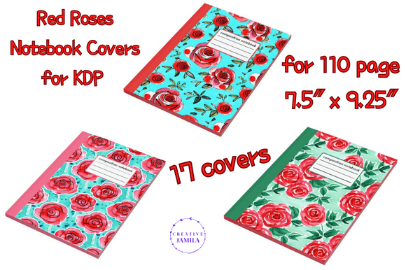 Download Red Roses Notebook Cover KDP Bundle - Roses Collection