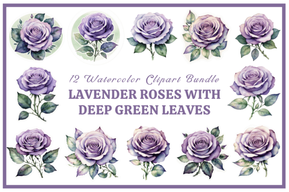 Download Lavender Roses with Green Leaves Bundle - Roses Collection