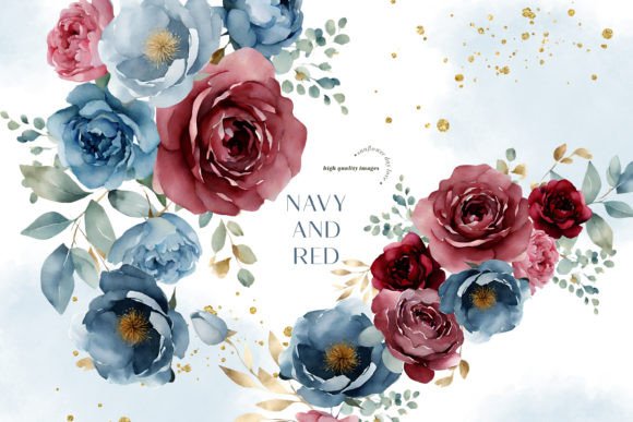Download Navy &amp; Red Flowers Bouquets Clipart - Red flowers Collection