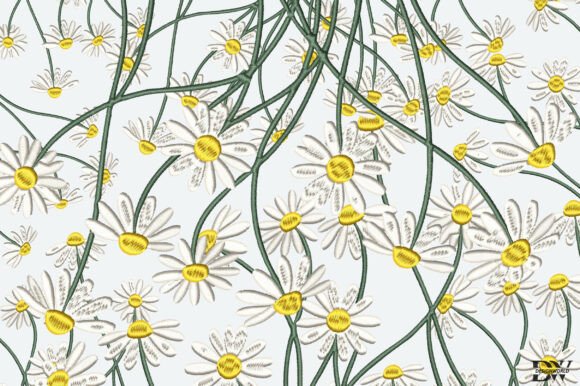 Download White Daisies Embroidery Design - White Collection