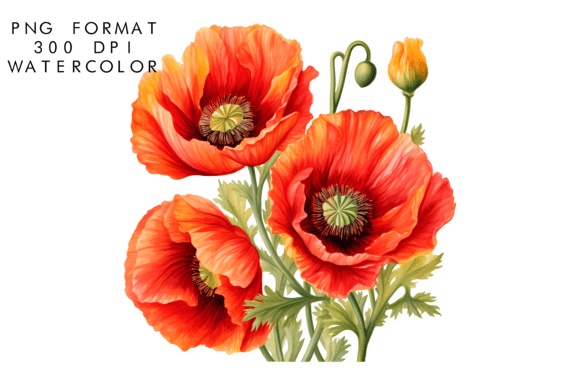 Download Watercolor Poppy Flower Clipart - Poppy flower Collection
