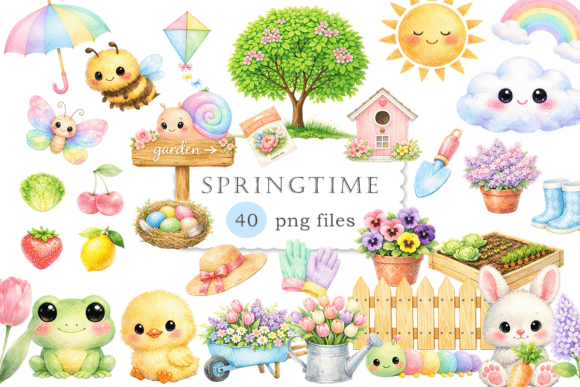 Download Springtime Cute Clipart Watercolor PNG - Cute clipart Collection