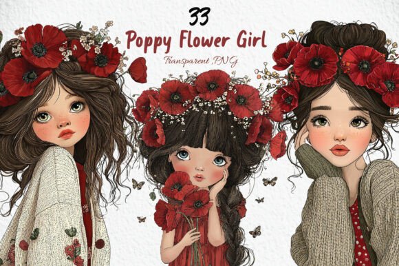 Download Poppy Flower Girl PNG Clipart - Poppy flower Collection