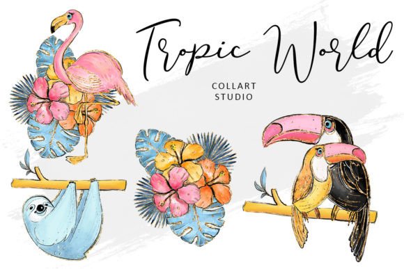 Download Tropic World Cute Clipart Set, Animals - Cute clipart Collection