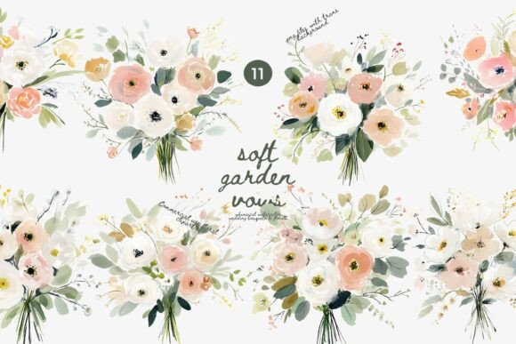 Download Soft Garden Roses Watercolor Clipart - Roses Collection
