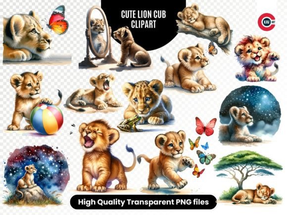 Download Lion Cab Cute Clipart PNG Bundle - Cute clipart Collection