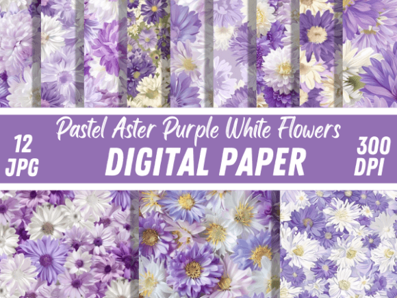 Download Pastel Aster Purple White Flower Pattern - White Collection