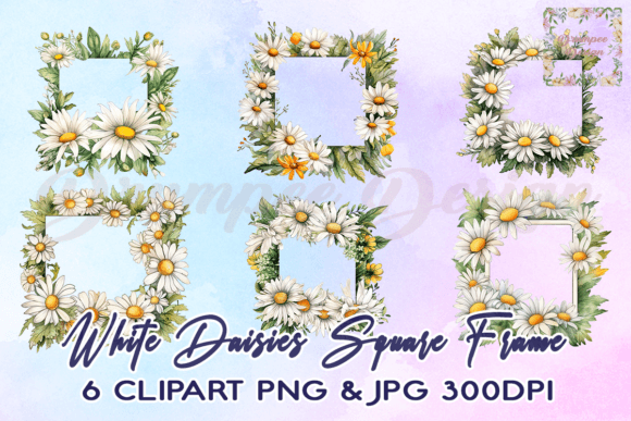 Download White Daisies Square Frame Clipart - White Collection