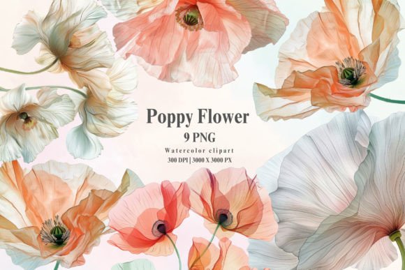 Download Watercolor Abstract Poppy Flower Clipart - Poppy flower Collection