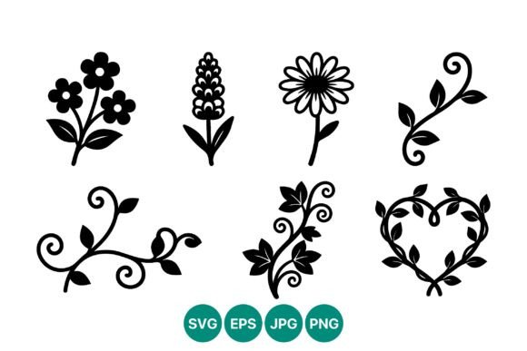 Download Black and White Floral Vine Elements - White Collection