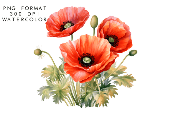 Download Watercolor Poppy Flower Clipart - Poppy flower Collection