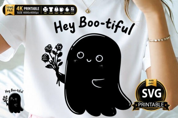 Download Hey Boo-tiful Ghost with Roses Design - Roses Collection