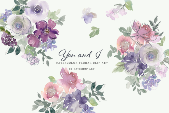 Download Watercolor Blush Purple Floral Graphics - Purple floral Collection