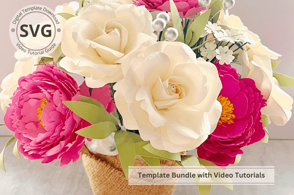 Download Potted Paper Roses &amp; Peony Flower - Roses Collection