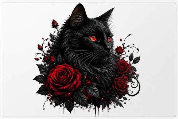 Download Black Cat with Roses PNG - Roses Collection