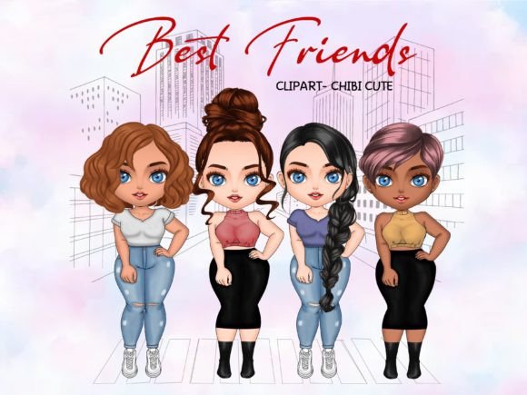 Download Best Friends Chibi Cute Clipart - Cute clipart Collection